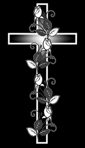 Крест католический с розой2 - картинки для гравировки